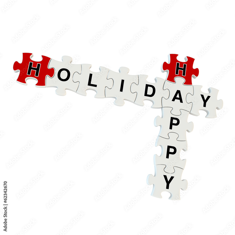 Happy holiday 3d puzzle on white background Happy holiday 3d puzzle on white background