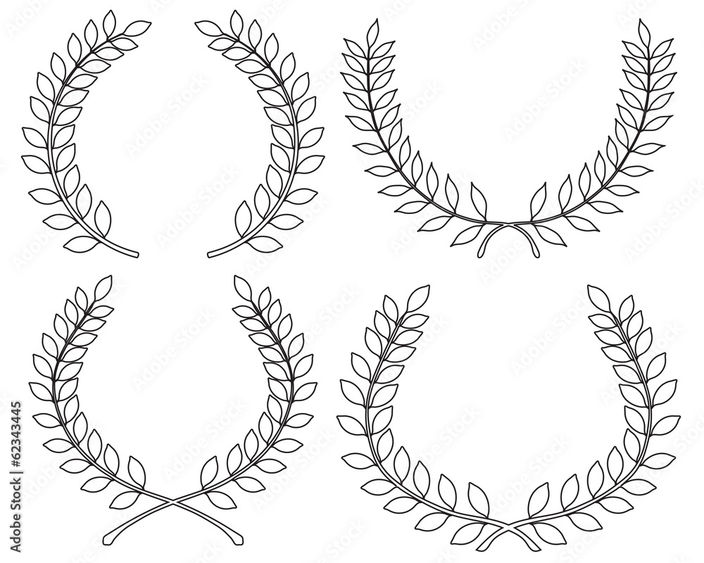 Outline of different laurel wreaths, vector illustration Outline of different laurel wreaths, vector illustration