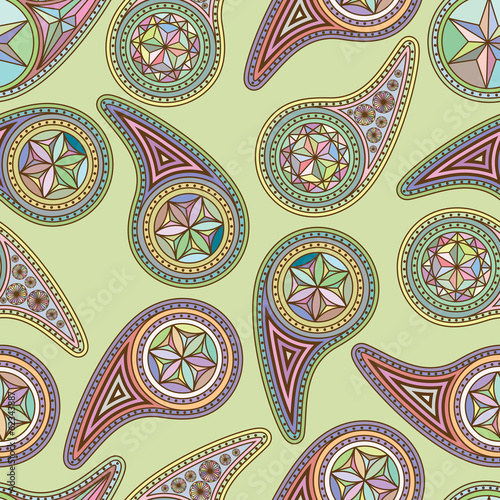 Seamless pattern based on traditional Asian elements Paisley