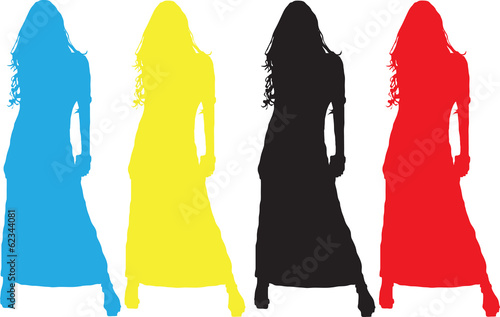 Illustration silhouette of a woman in an evening dress