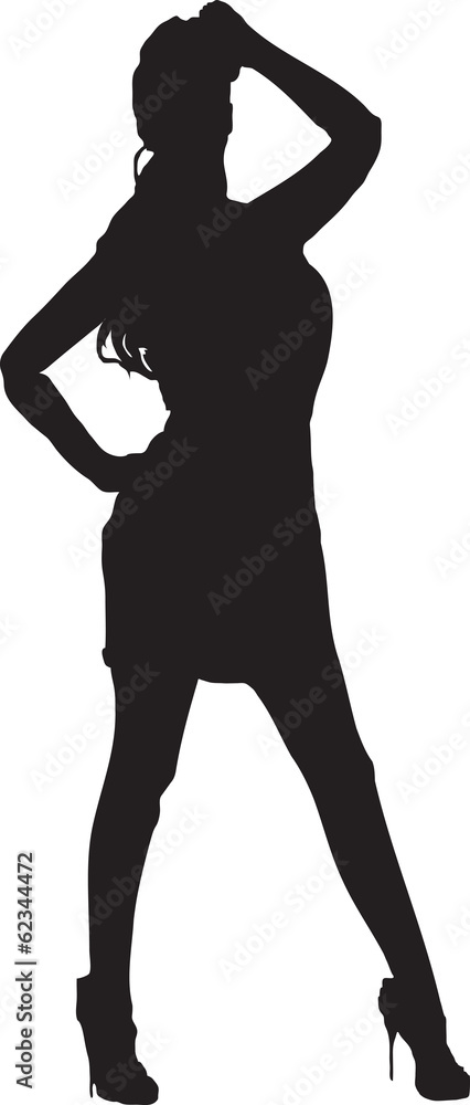 Illustration silhouette of a woman in an evening dress