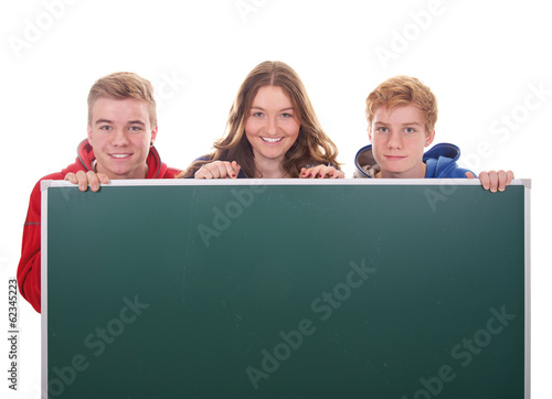 Teenager mit Tafel