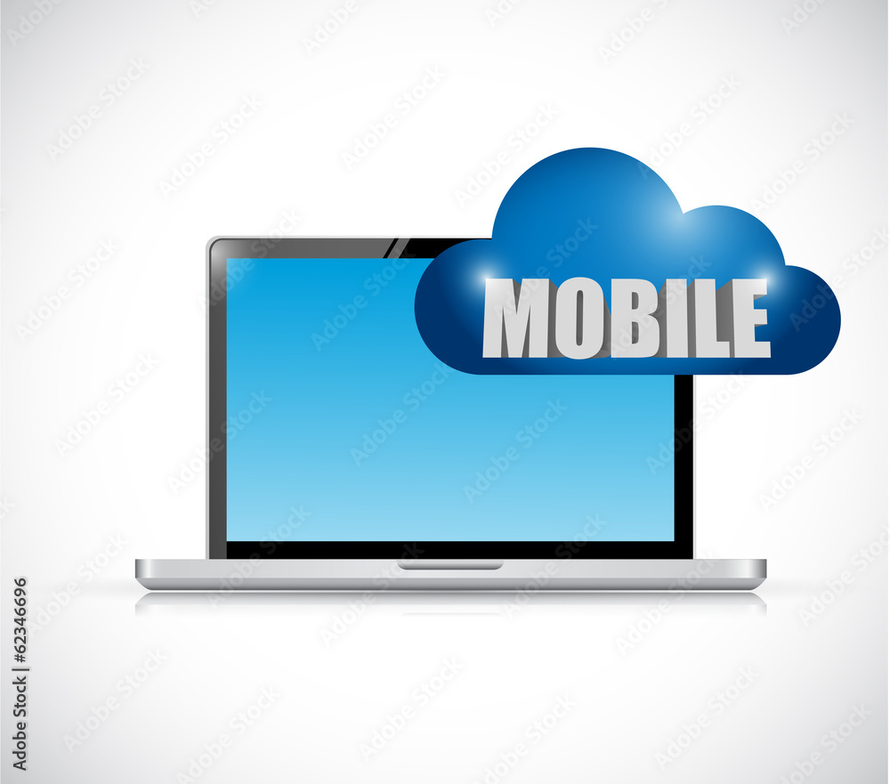 laptop and mobile cloud connection illustration laptop and mobile cloud connection illustration