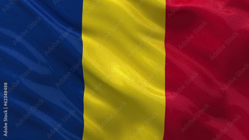 Flag of Romania waving in the wind - seamless loop Flag of Romania waving in the wind - seamless loop