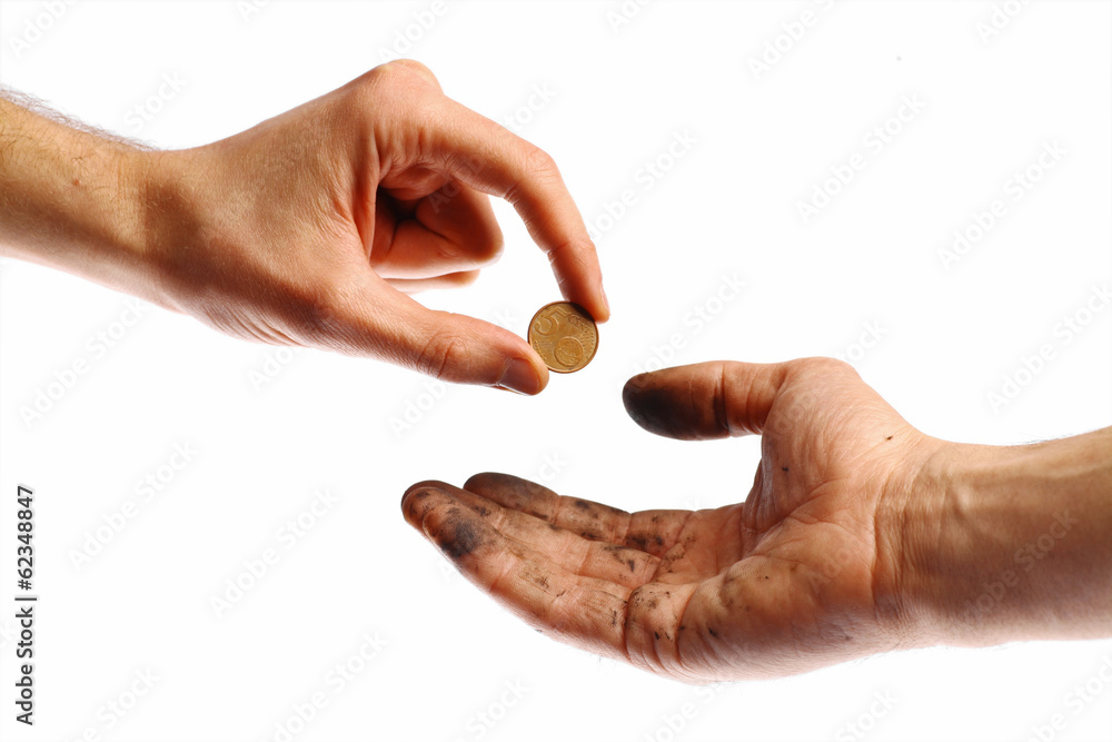 Obraz premium Begging for a coin
