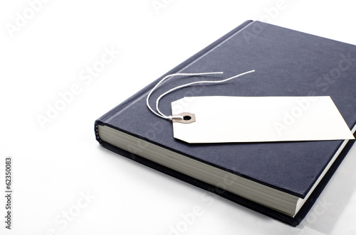 A book with a blank tag