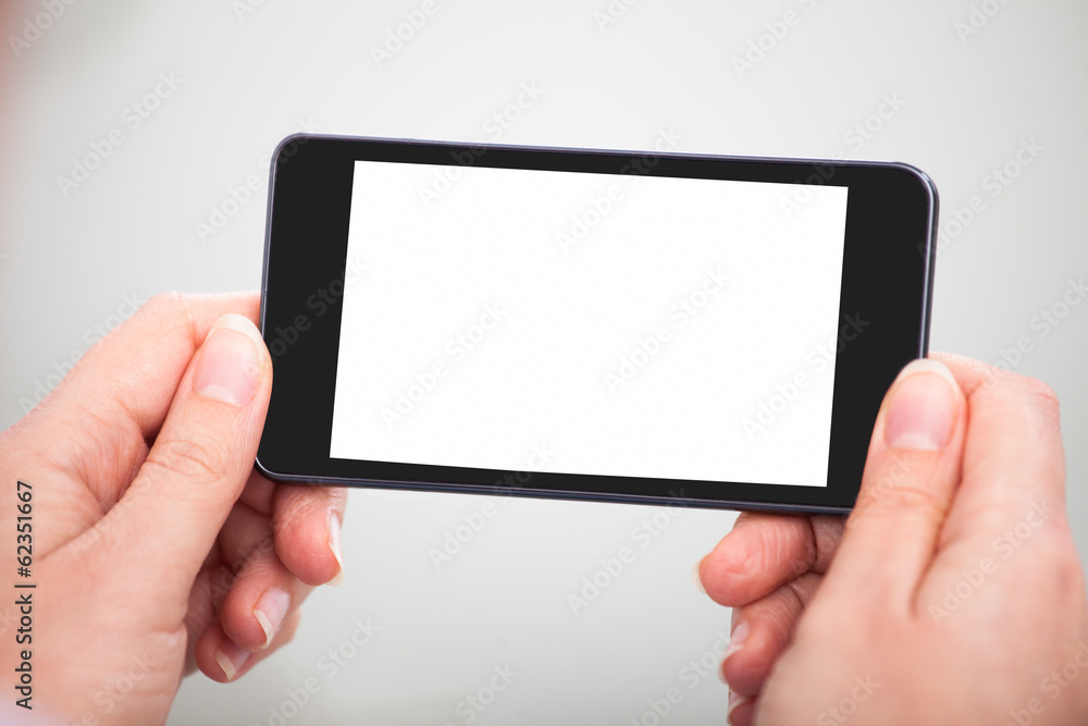 Businessperson With Blank Screen Mobile Phone Businessperson With Blank Screen Mobile Phone