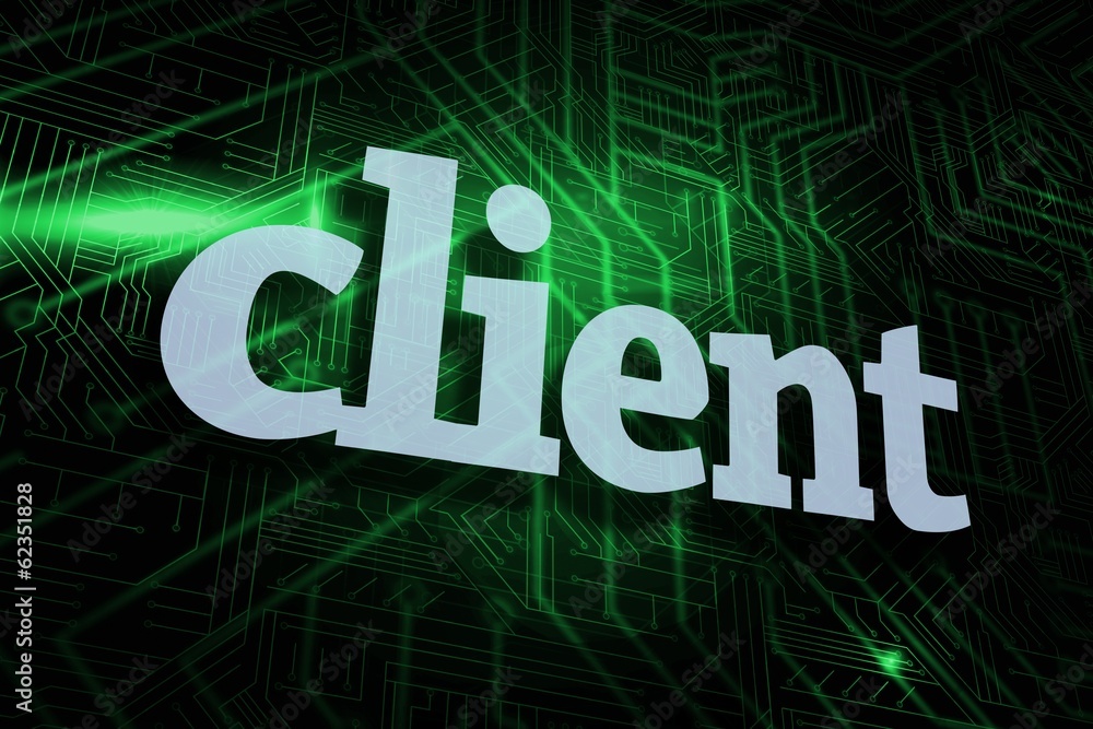 Client against green and black circuit board Client against green and black circuit board