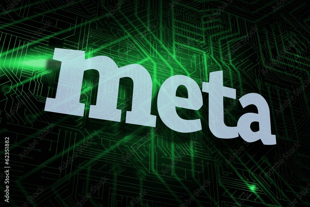 Meta against green and black circuit board Meta against green and black circuit board