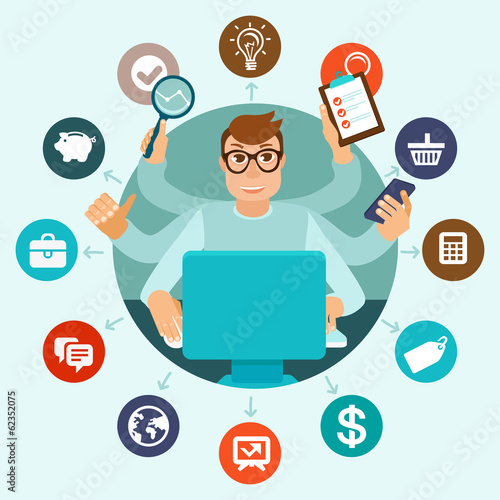 Vector self employment concept in flat style