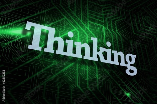 Thinking against green and black circuit board