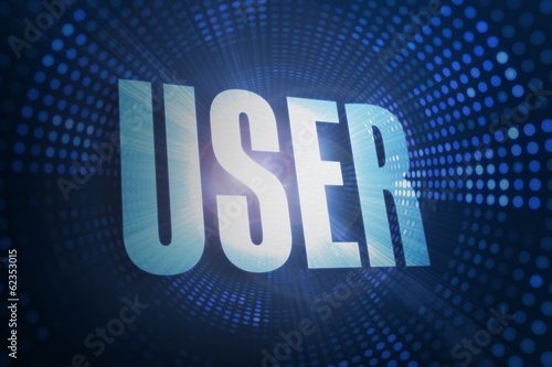 User against futuristic dotted blue and black background