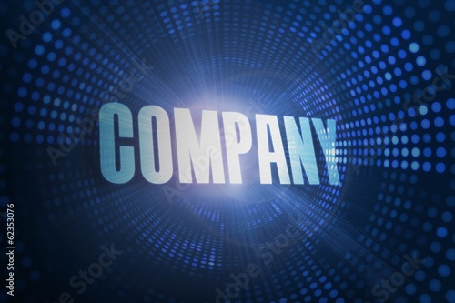 Company against futuristic dotted blue and black background