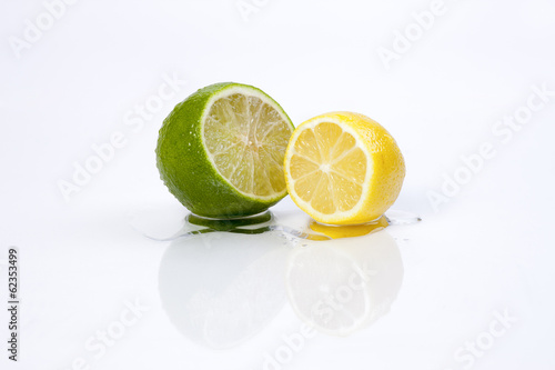Sliced lemon and lime.