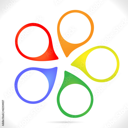 Five colorful speech bubbles for discussion or to highlight