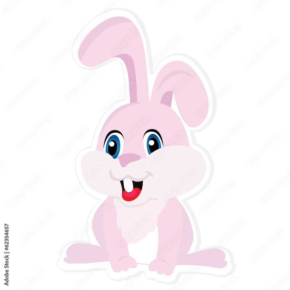 cute little baby pink bunny with smiles