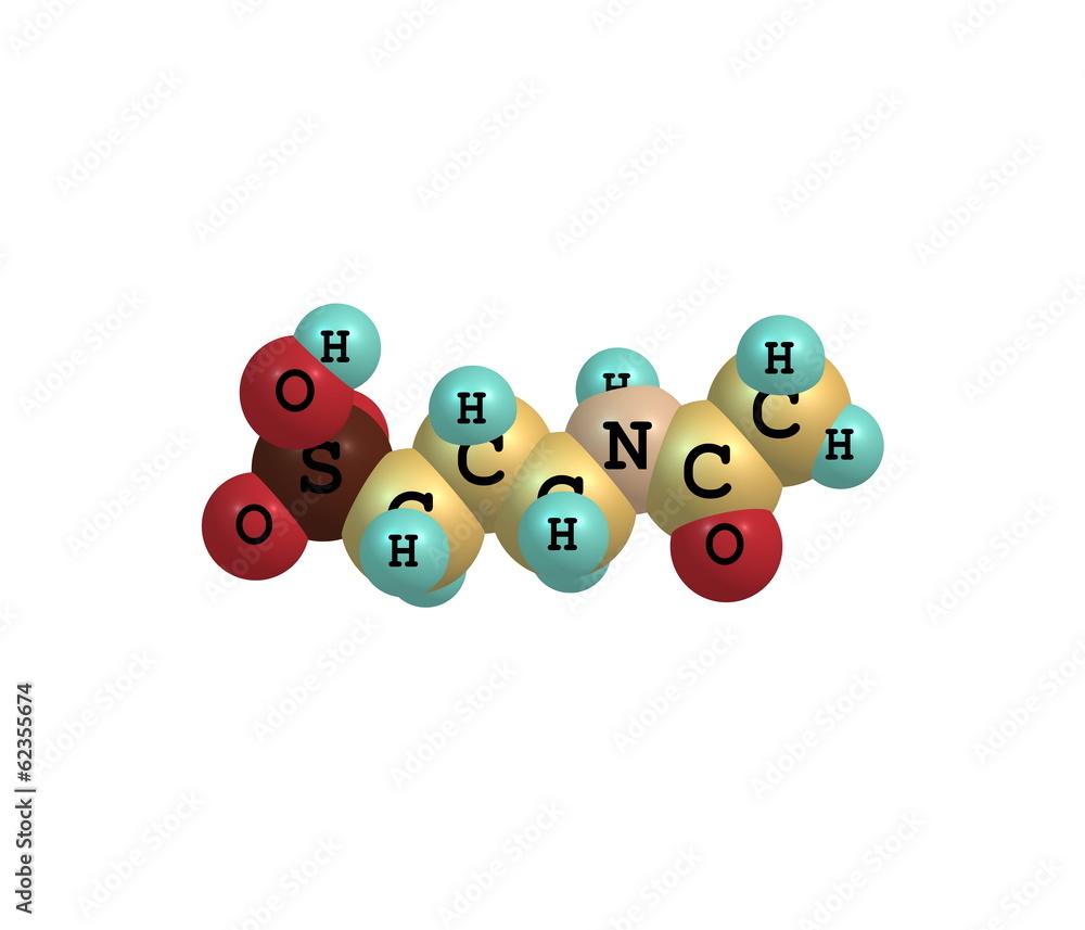 Acamprosate molecular structure isolated on white Acamprosate molecular structure isolated on white