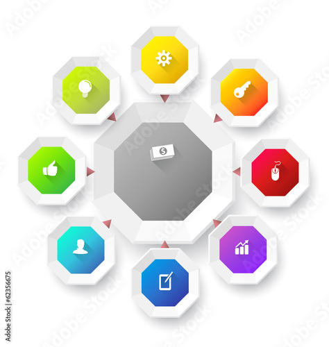 Octagons group template with icons