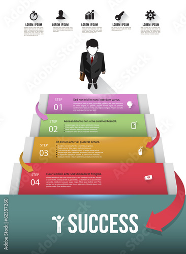 Stair with icons for success