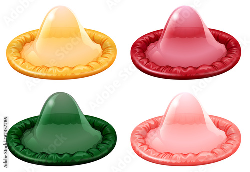 Four colorful condoms