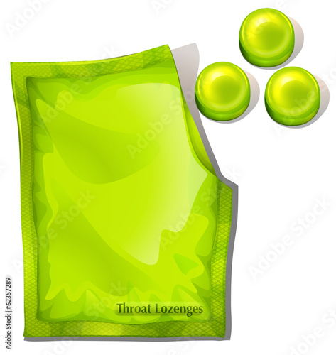 A pack of green throat lozenges