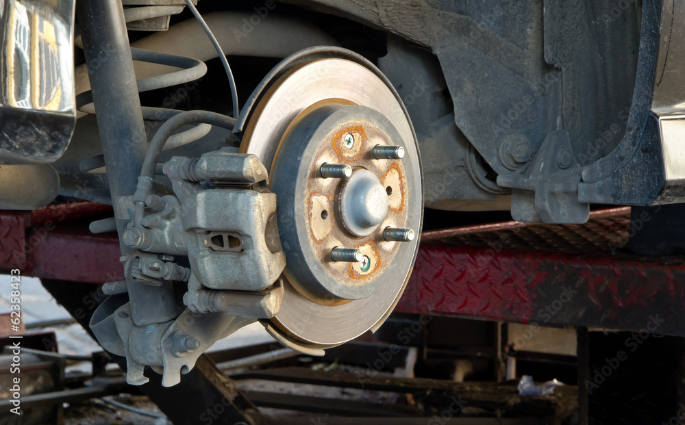 Fototapeta premium Brake disk and the wheel assembly