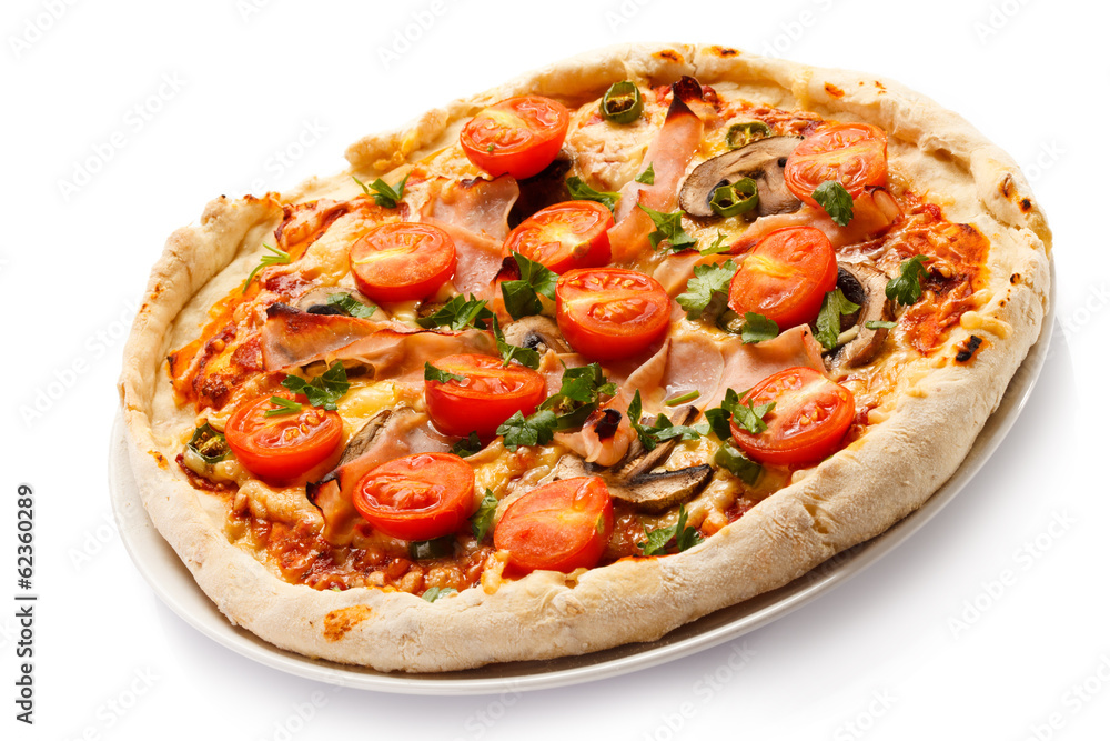 Pizza on white background