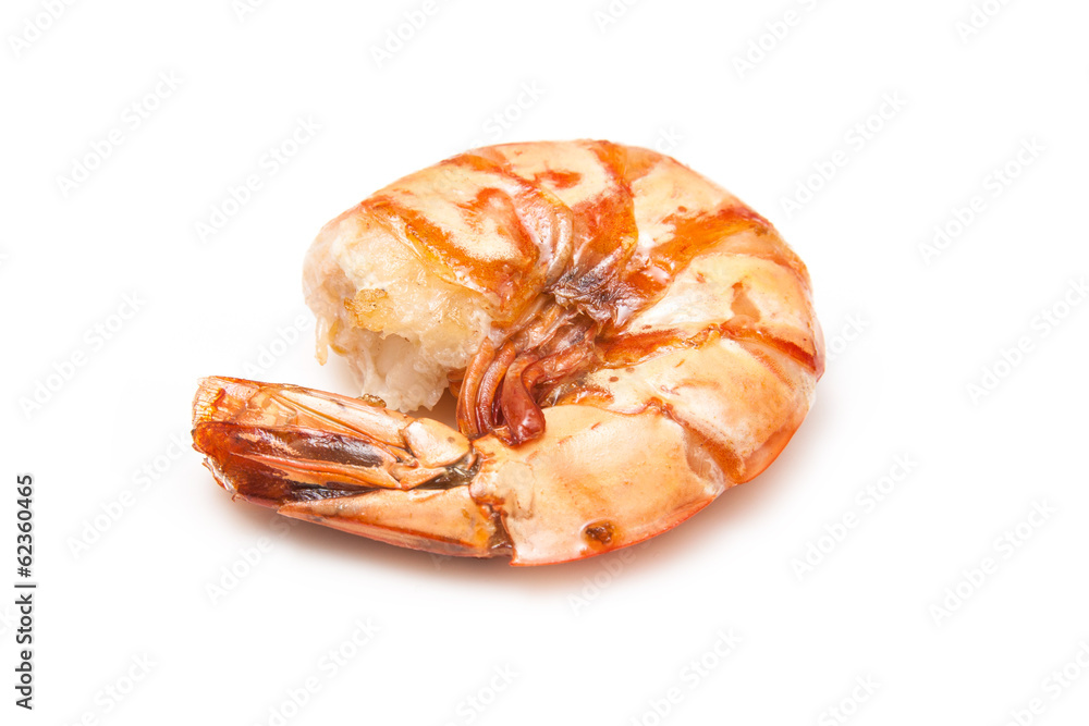 Cooked Tiger prawn or Asian tiger shrimp. Isolated on a white st Cooked Tiger prawn or Asian tiger shrimp. Isolated on a white st