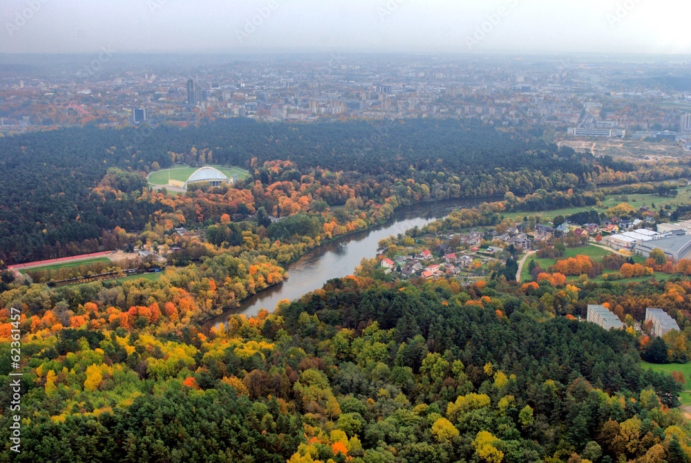 Vilnius city aerial view - Lithuanian capital bird eye view