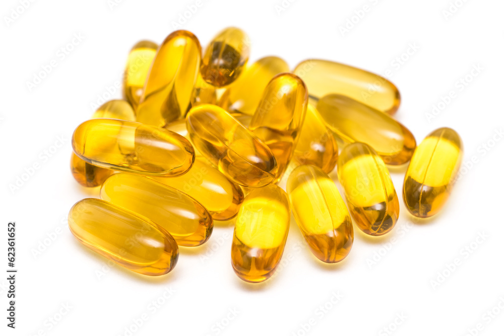 Transparent Yellow Medicine Capsules Isolated On White Transparent Yellow Medicine Capsules Isolated On White