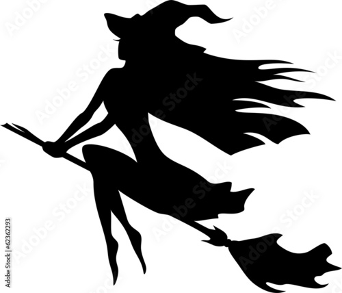 Witch flying on a broomstick