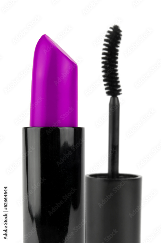 Obraz premium Lippenstift und Wimperntusche