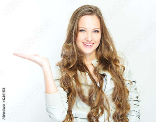 Wallpaper Mural Young casual style woman portrait isolated over white background Torontodigital.ca