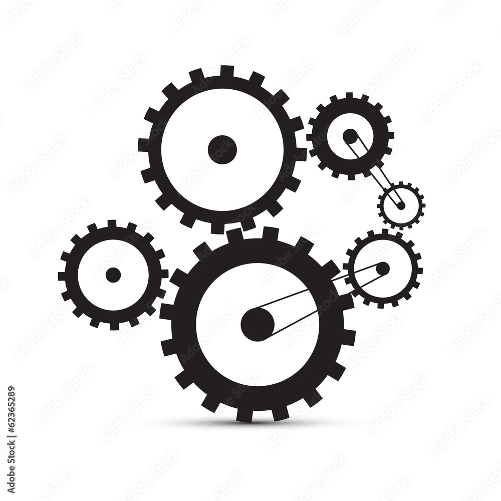 Cogs - Gears Black Illustration on White Background Cogs - Gears Black Illustration on White Background