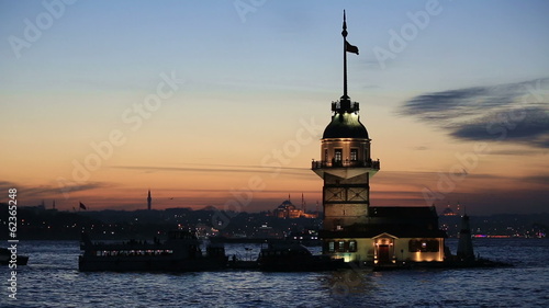 famous place ancient Madien Tower at Istanbul blue hours photo