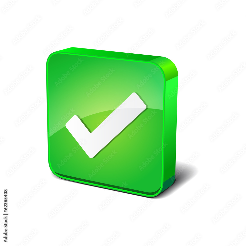 Right Mark 3d Rounded Square Green Vector Button Icon Design Right Mark 3d Rounded Square Green Vector Button Icon Design