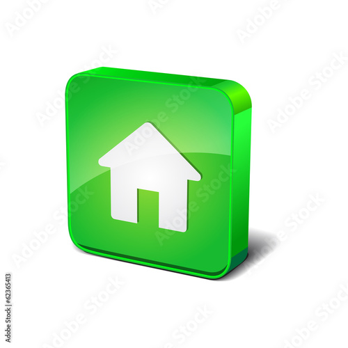 Home 3d Rounded Corner Green Vector Icon Button