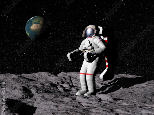 Man on the moon - 3D render © Elenarts