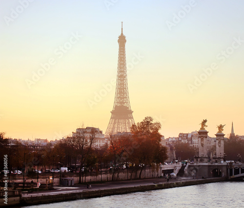 View on Eiffel Tower in the evening, Paris, France