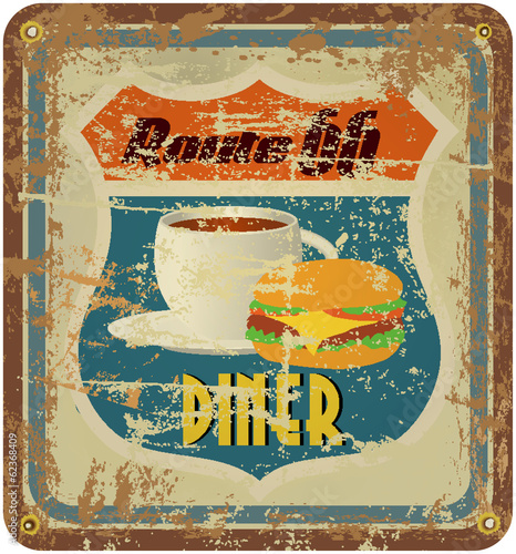 retro route 66 diner sign, vector eps 10