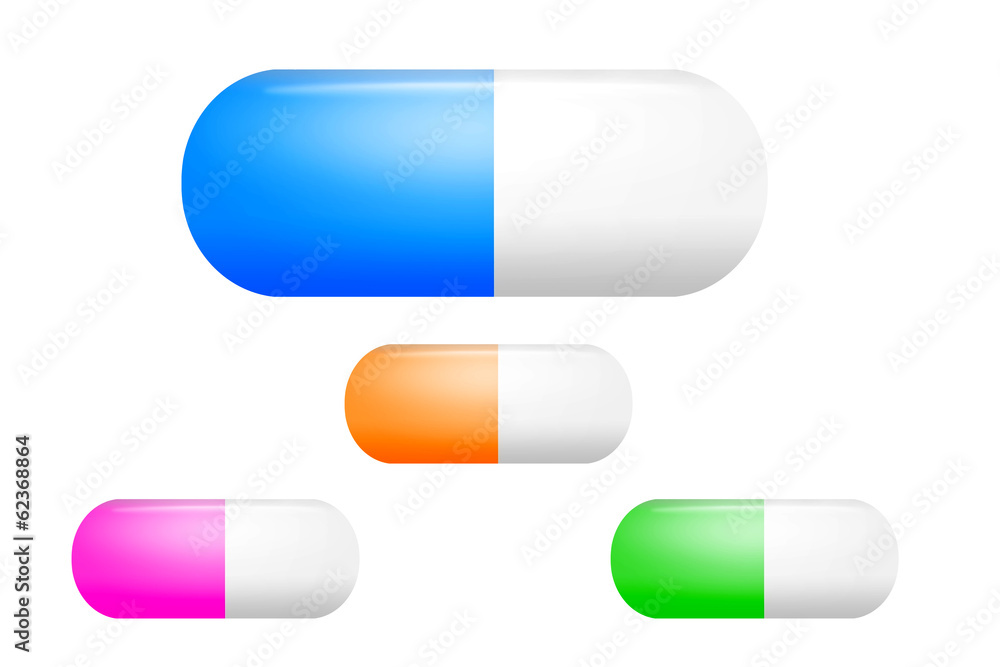 Realistic pills on white background. Illustration Realistic pills on white background. Illustration