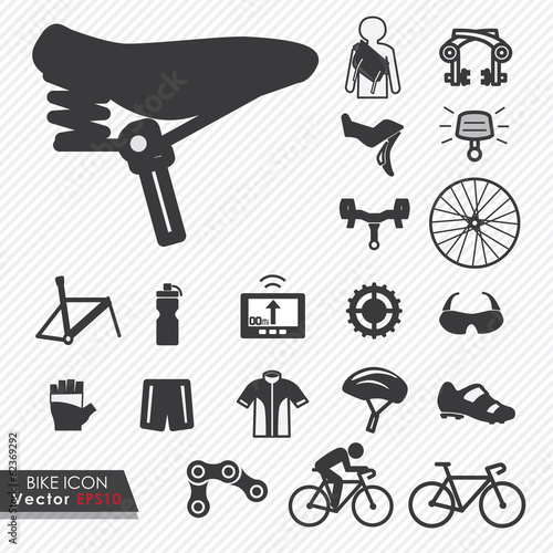 Bike tools and equipment part and accessories set vector icon