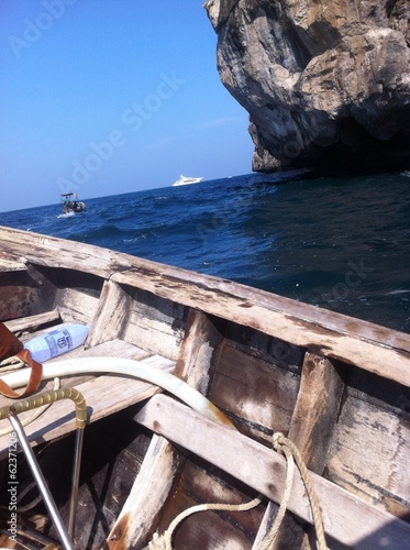wooden boat in the sea
