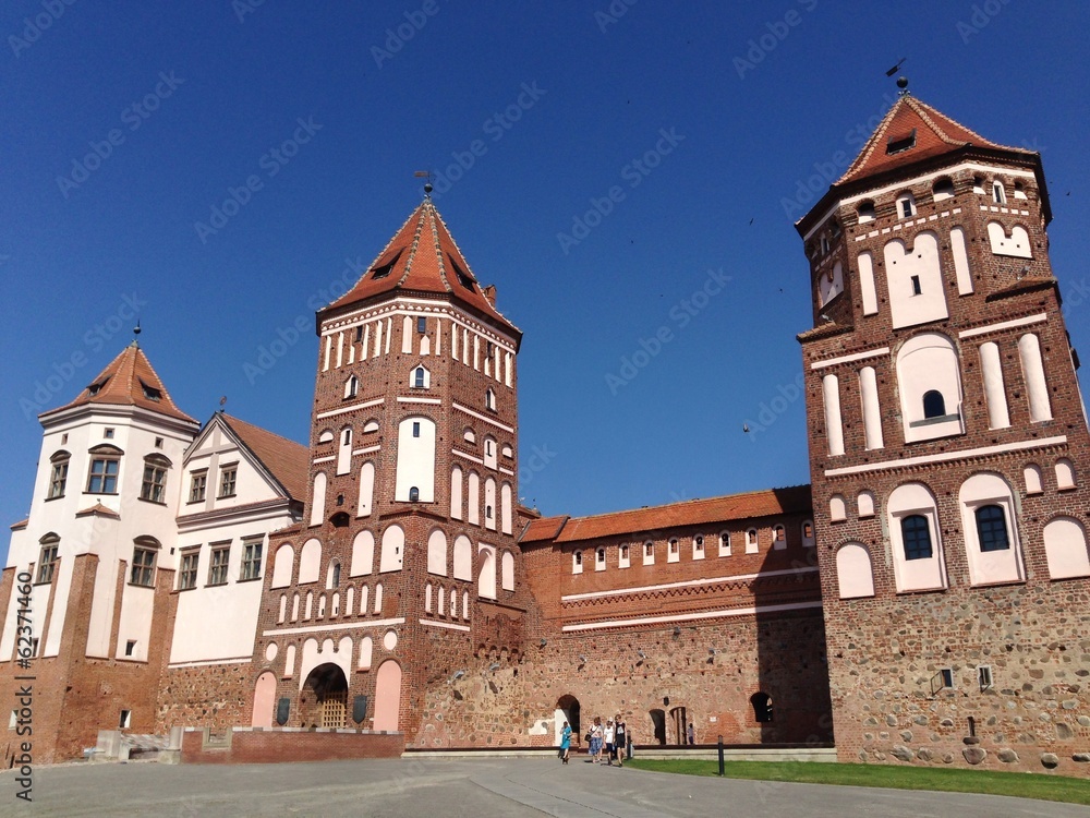 facade of medieval castle in belarus