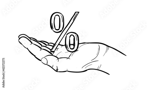 sketch of the percentage symbol and hand
