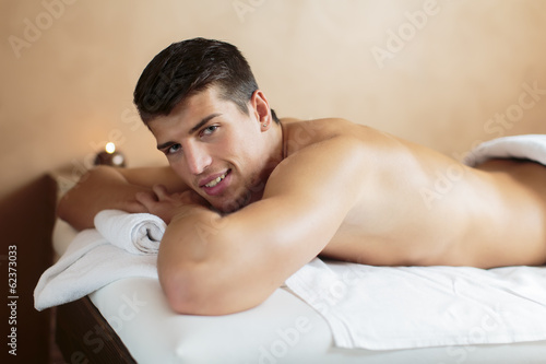 Young man in the spa