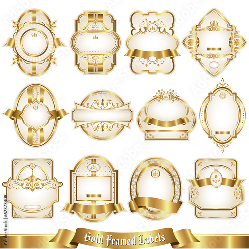 White gold-framed labels set 5
