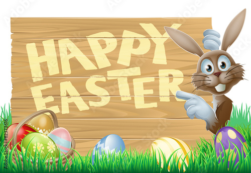 Easter eggs and bunny sign
