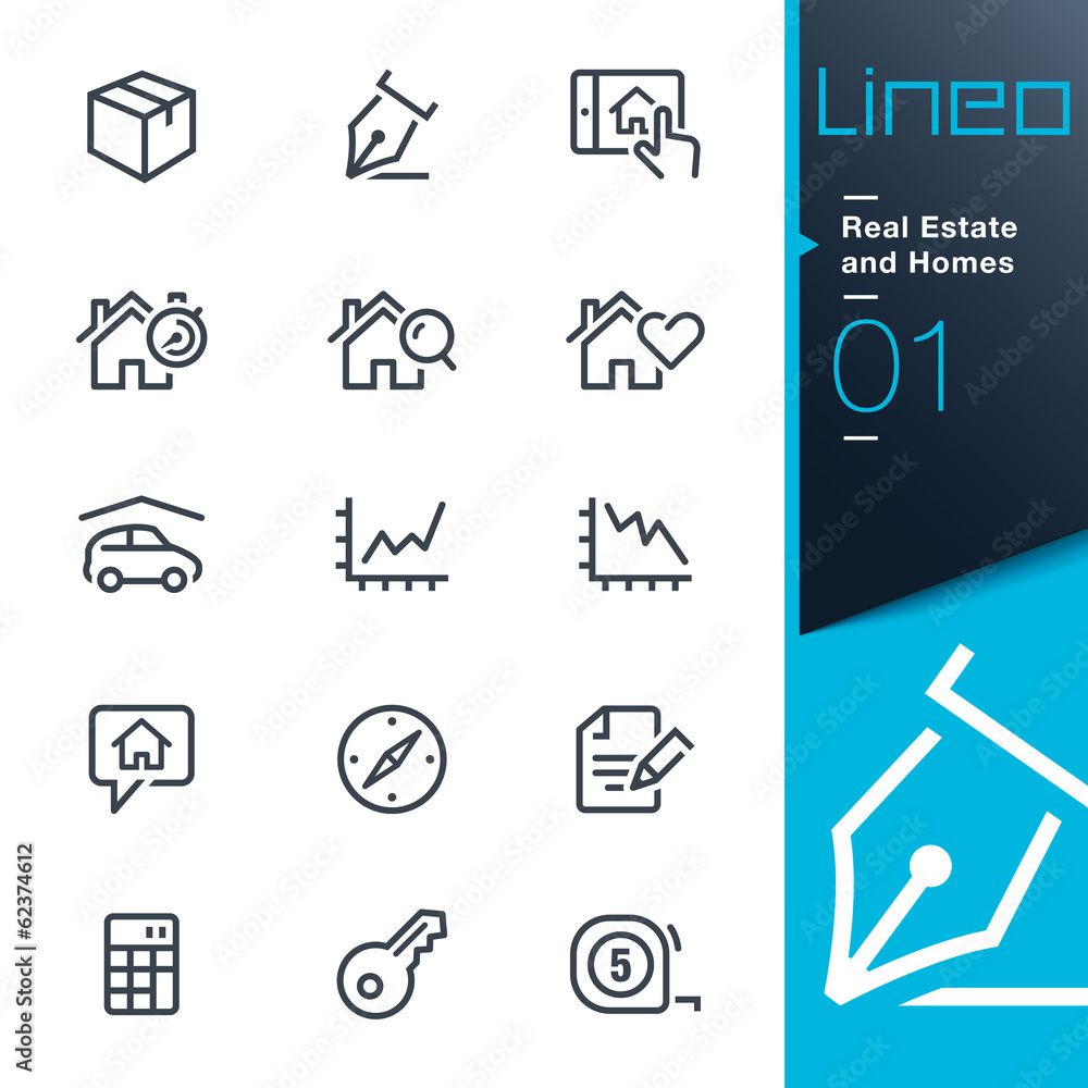 Lineo - Real Estate and Homes outline icons - obrazy, fototapety, plakaty 