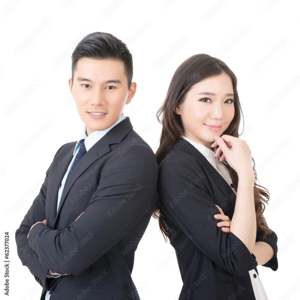 Confident young businessman and businesswoman Confident young businessman and businesswoman